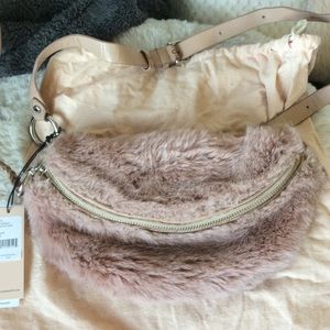 Rebecca Adams Blush Faux Fur Sling Bag